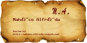 Mahács Alfréda névjegykártya